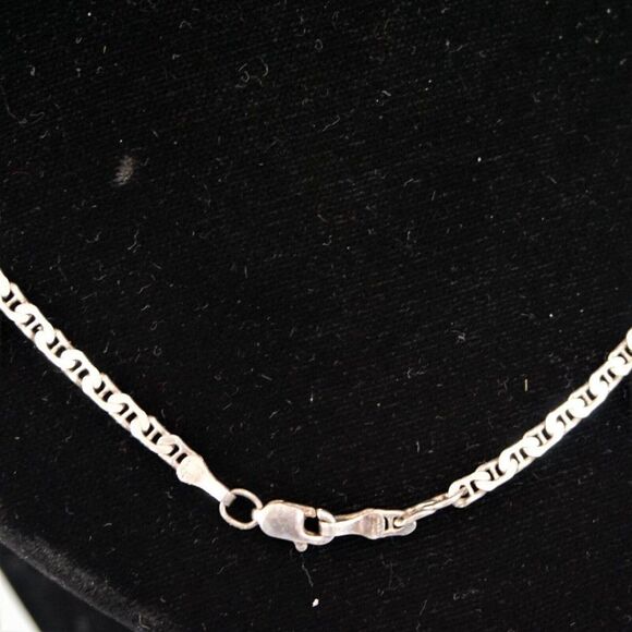 Sterling Silver 6 gr Flat Mariner Anchor Chain Necklace Unisex 17" L - Picture 4 of 10